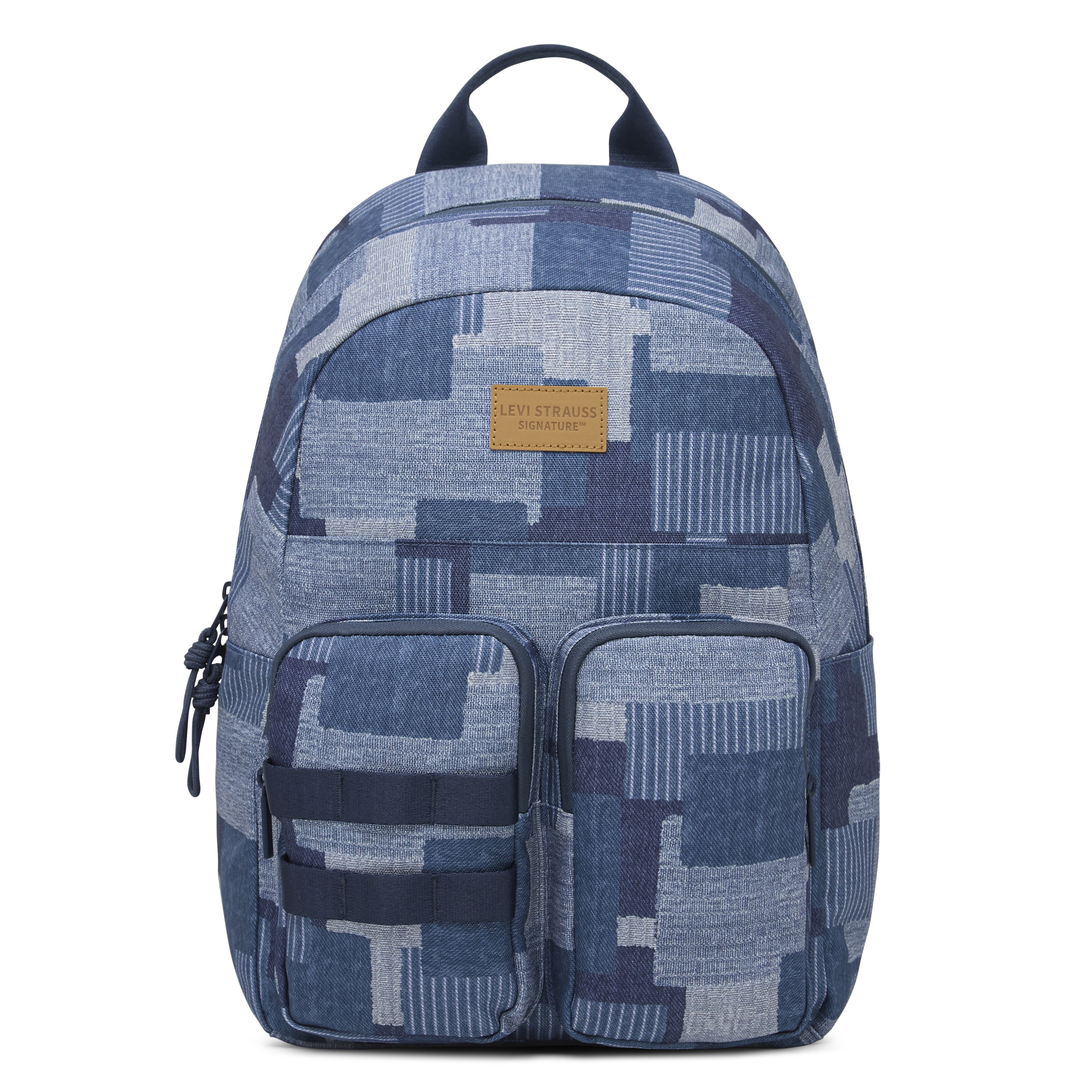 Levi Strauss Signature Unisex 17" Two Pocket Backpack, Denim Patchwork