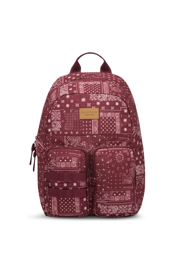 Unisex 17" Two Pocket Backpack, Red Bandana