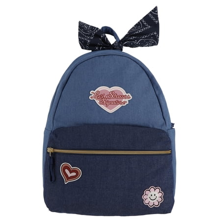Levi Strauss Signature 17" Women's Adult Denim Patches Dome Backpack, Good Guy Blue