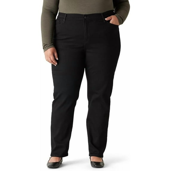 Levi Strauss Signature Women's Modern Straight Jeans Mid-Rise Stretch Denim, New Black Opal