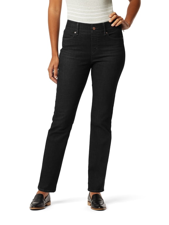 Women's and Women's Plus Shaping Perfect Pull On Straight Jeans