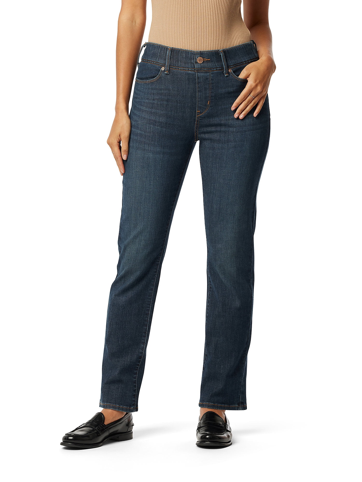 Women's and Women's Plus Shaping Perfect Pull On Straight Jeans, Sizes 2-20