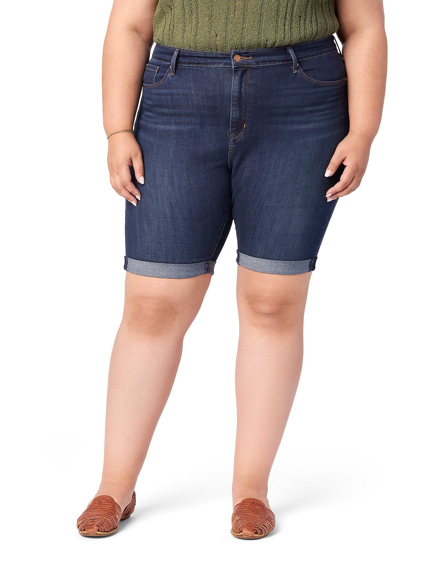 Levi Strauss Signature Women's and Women's Plus Vintage Relaxed Mid Thigh Shorts, Sizes  2-18