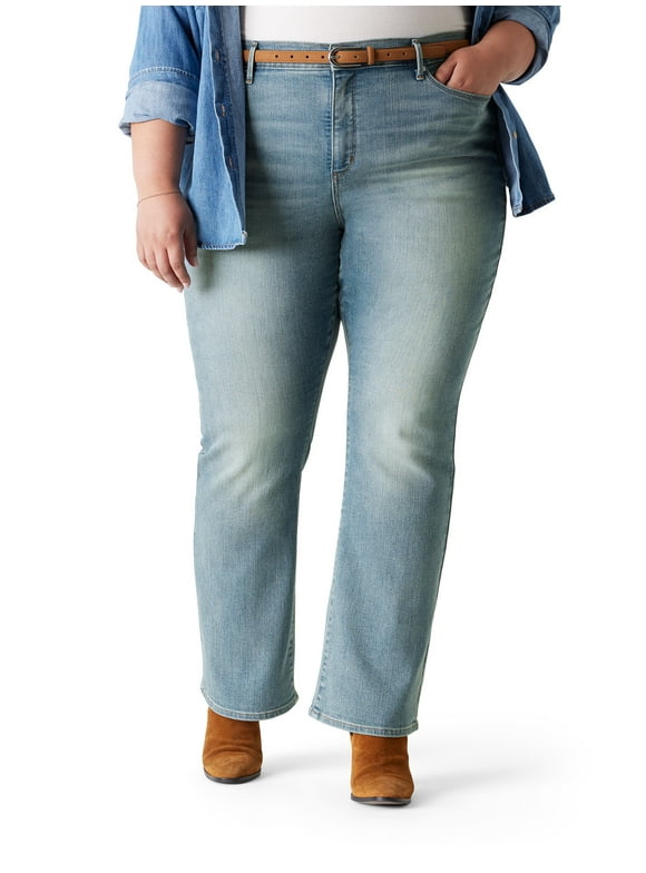 Women's and Women's Plus Mid Rise Slimming Bootcut Jeans, 29.5", 31.5” and 33.5” Inseams, Sizes 2-28