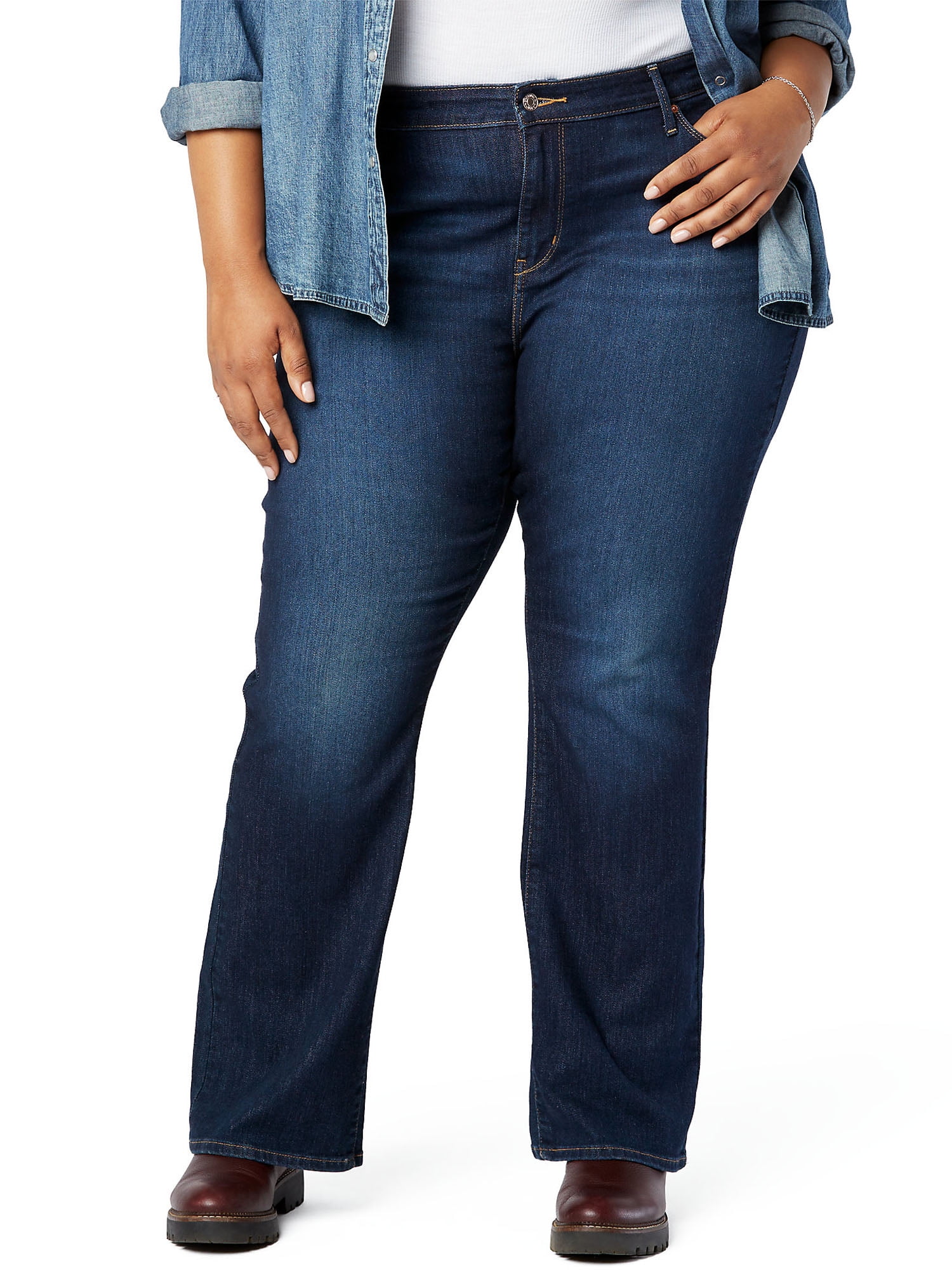 Plus Mid Rise Levi Strauss Signature Women's and Women's Plus Mid Rise Bootcut Jeans ...