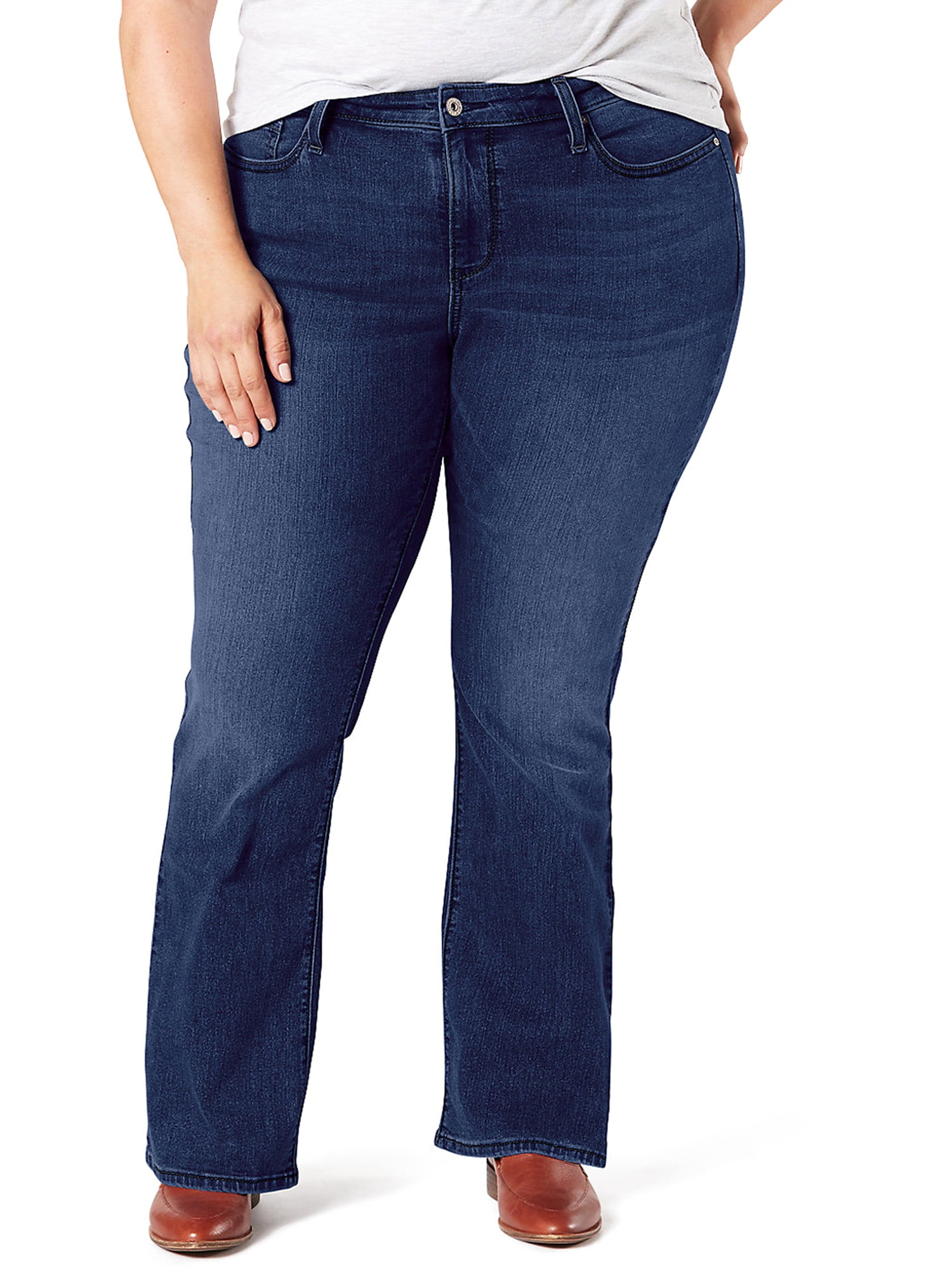 Plus Mid Rise Levi Strauss Signature Women's and Women's Plus Mid Rise Bootcut Jeans ...