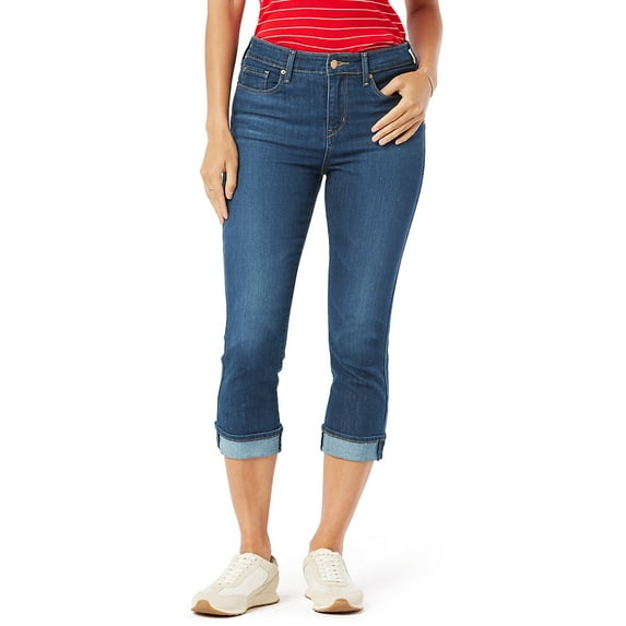 Levi Strauss Signature Women's and Women's Plus Mid Rise Capri Jeans, 25" Inseam, Sizes 2-28