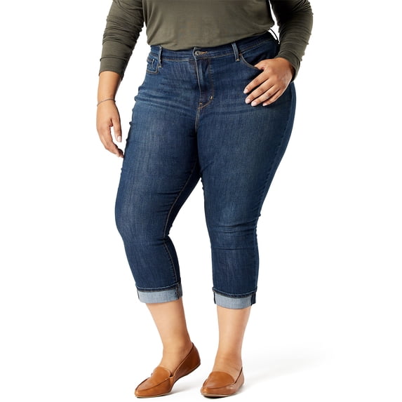 Levi Strauss Signature Women's and Women's Plus Mid Rise Capri Jeans, 25" Inseam, Sizes 2-28