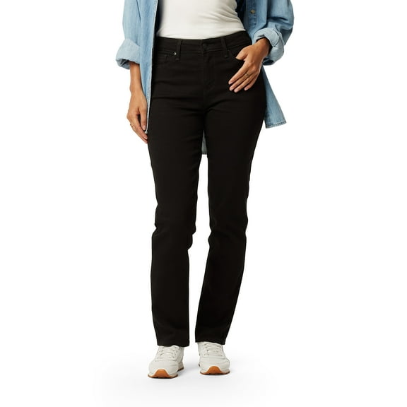 Levi Strauss Signature Women's and Women's Plus Mid Rise Straight Jeans, Tummy-Smoothing Pannel, Inseams: 29", 31", 33", Sizes 2-26