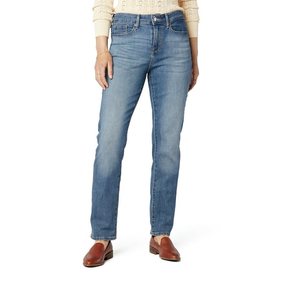 Levi Strauss Signature Women's and Women's Plus Mid Rise Straight Jeans, Available in Short, Regular and Long Inseams, Sizes 2-28