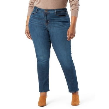 Levi Strauss Signature Women's and Women's Plus Mid Rise Straight Jeans, Available in Short, Regular and Long Inseams, Sizes 2-28