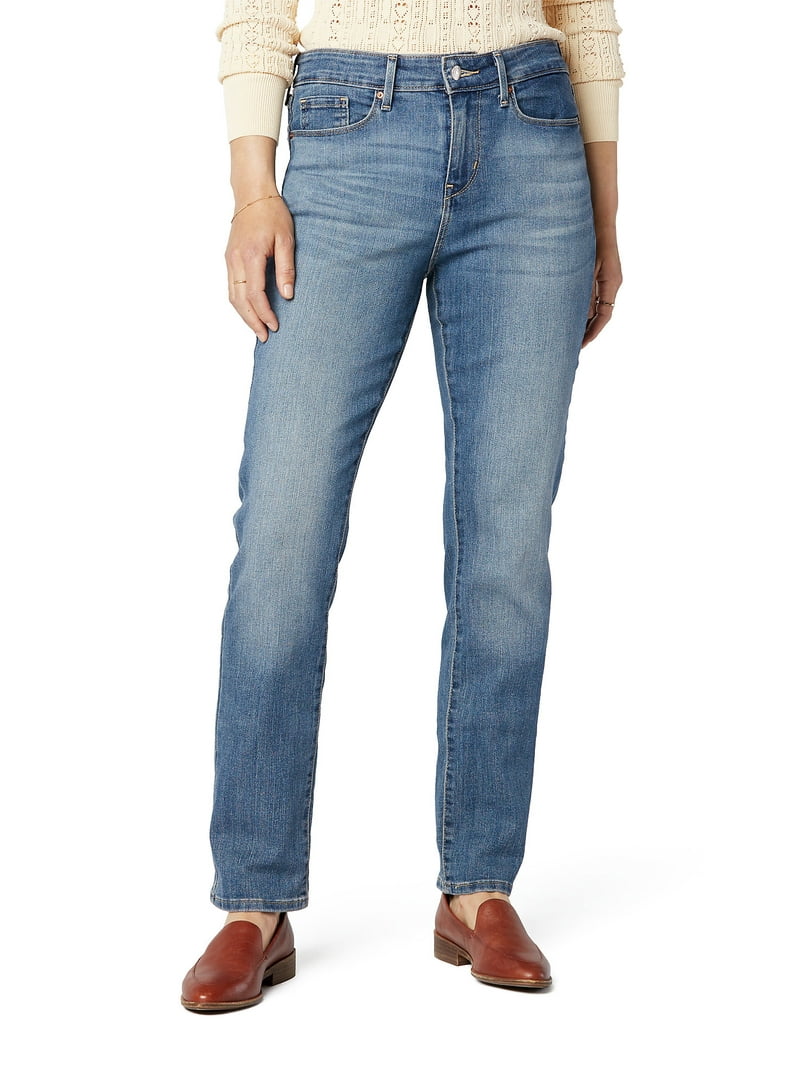 ★ ★ Women's Signature 90s Straight Fit Mid Blue Levi Strauss Signature Women's and Women's Plus Mid Rise