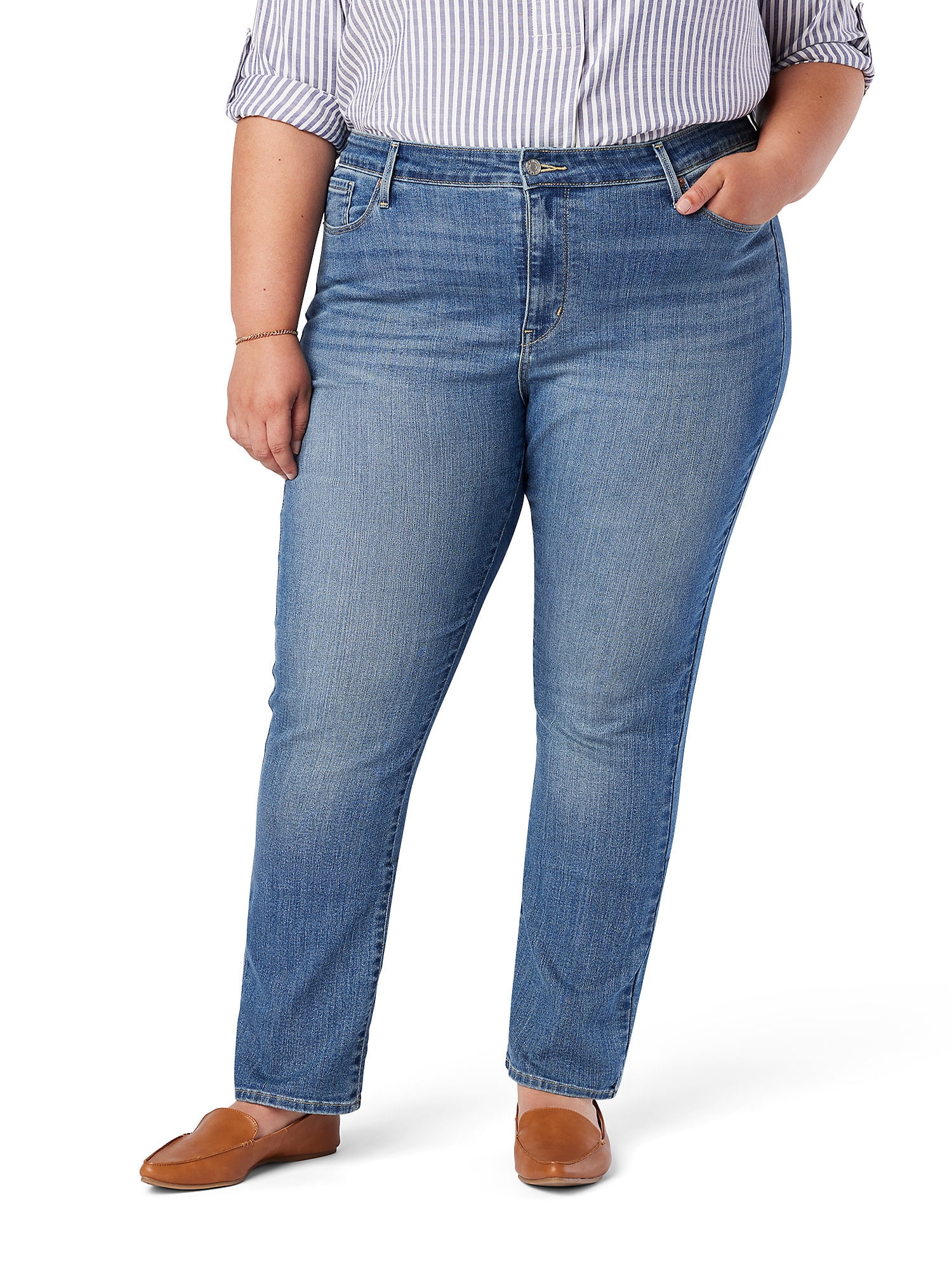 Walmart Deal of Levi Strauss Signature Women's Mid Rise Straight Jeans, Short Regular Long Inseams, Sizes 2-28