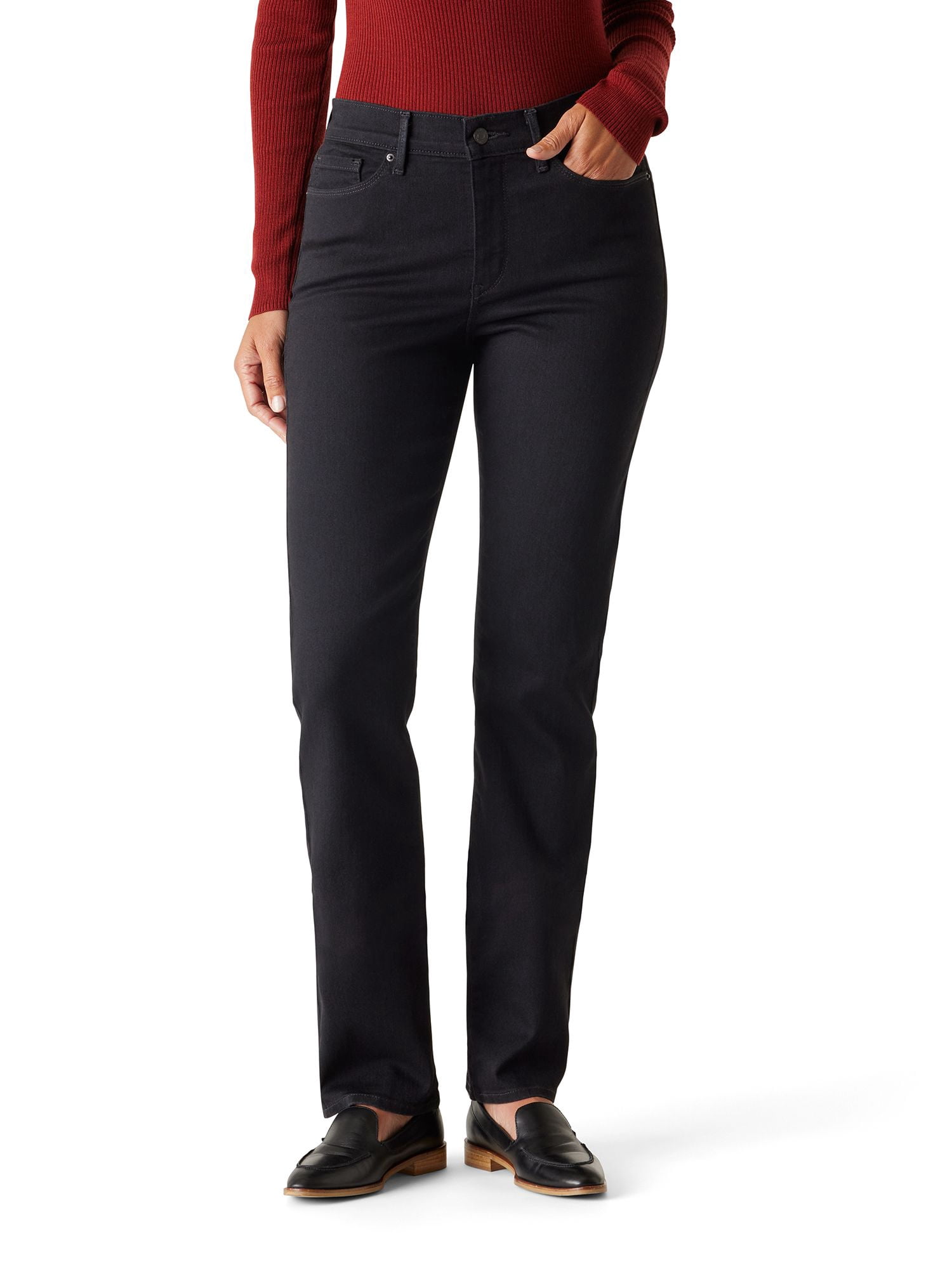 Levi Strauss Signature Women's and Women's Plus Mid Rise Straight Jeans, Tummy-Smoothing Pannel, Sizes 2-26