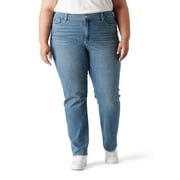 Levi Strauss Signature Womens and Womens Plus Mid Rise Straight Jeans, Tummy-Smoothing Pannel, Sizes 2-26