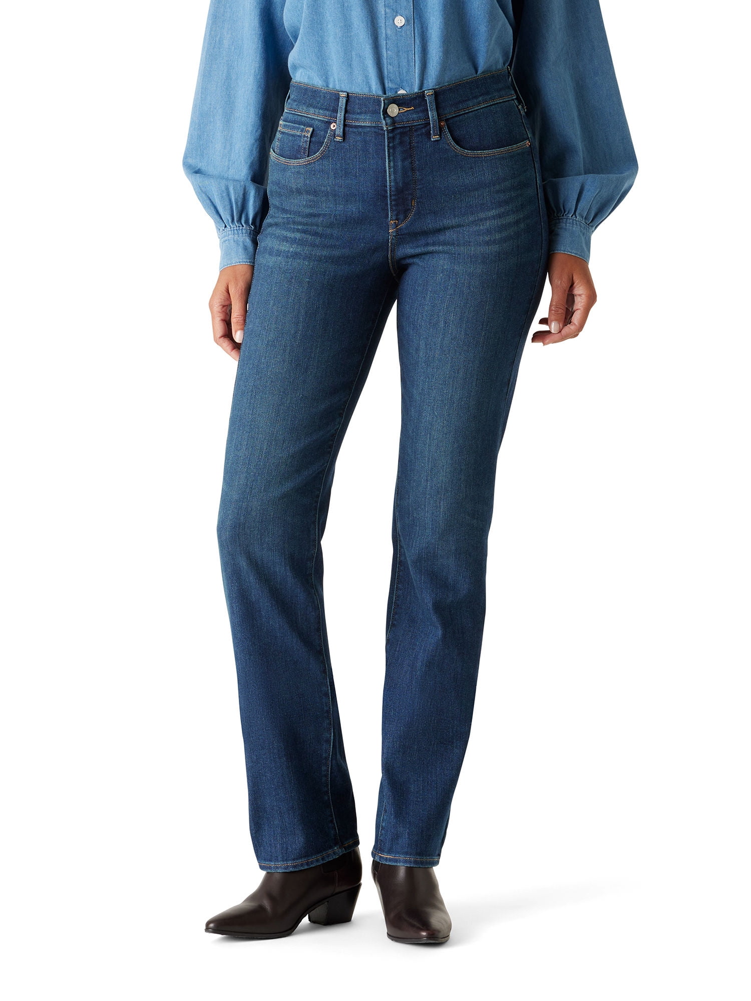 Levi Strauss Signature Women's and Women's Plus Mid Rise Straight Jeans, Inseams: 29", 31", 33", Sizes 2-26