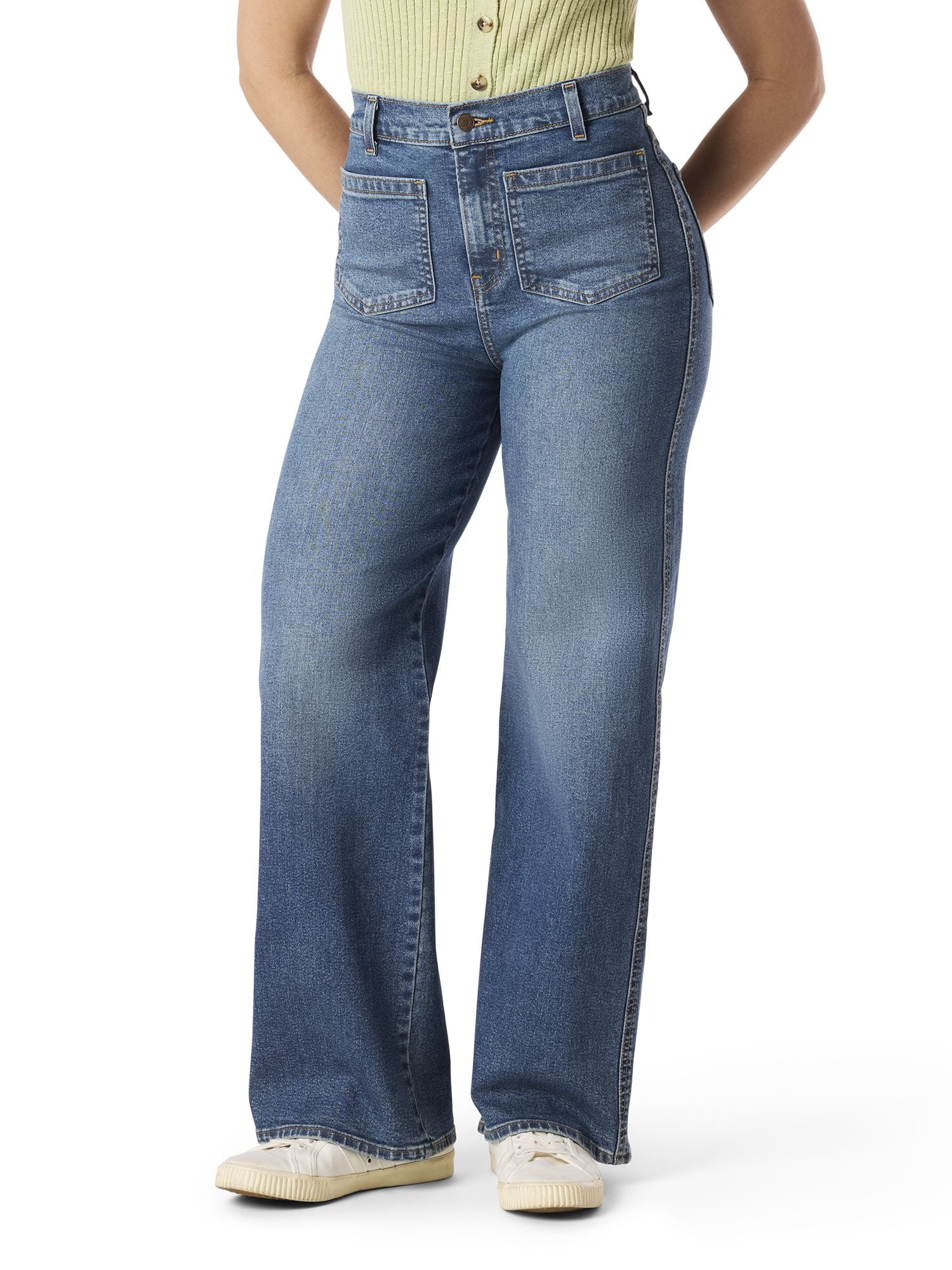 Levi Strauss Signature Women's and Women's Plus Patch Pocket Loose Wide Leg Jeans