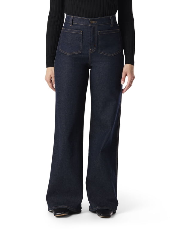 Women's and Women's Plus Patch Pocket Loose Wide Leg Jeans