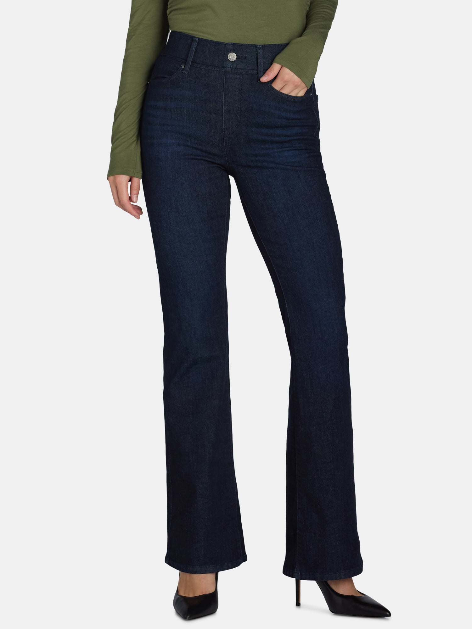 Levi Strauss Signature Women s and Women s Plus Shaping Perfect Pull On Flare Jeans Walmart