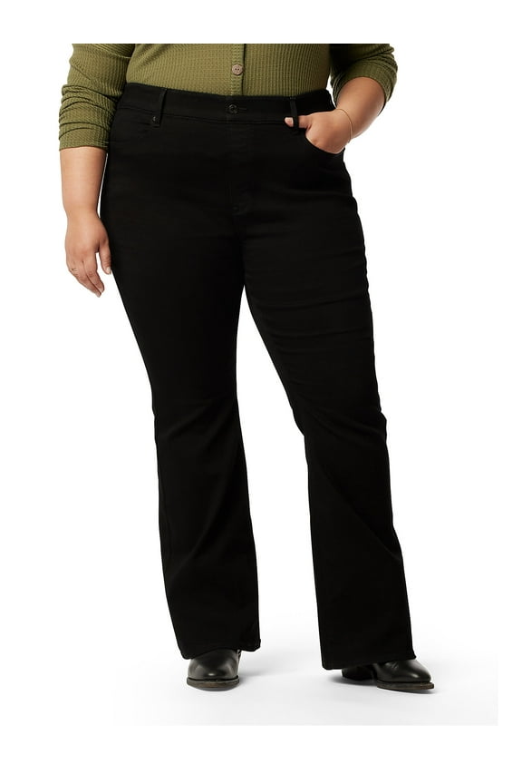 Women's and Women's Plus Shaping Perfect Pull On Flare Jeans, Sizes 2-28