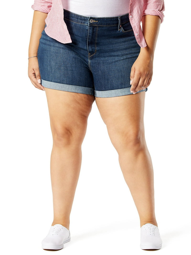 Levi Strauss Signature women's Mid Rise Cuffed Shorts Inseam