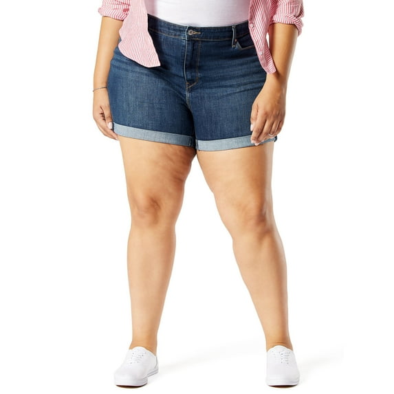 Levi Strauss Signature Women's and Women's Plus Size Mid Rise 5" Cuffed Shorts, Sizes 2-28