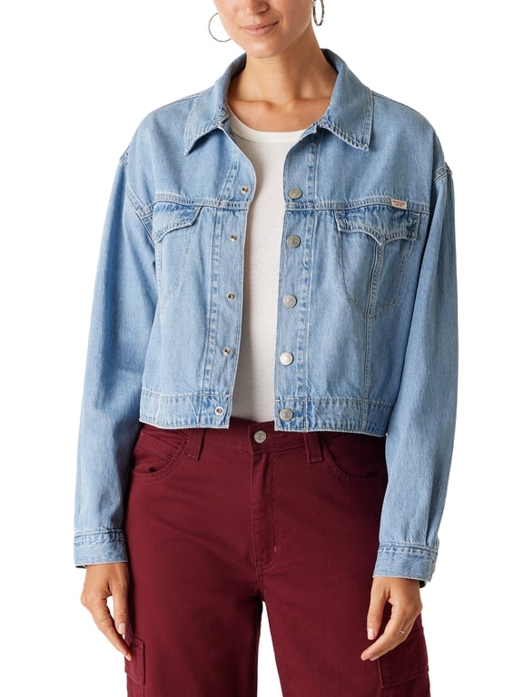 Womens and Womens Plus Way Out West Vintage Easy Trucker Denim Jacket, Sizes XS-4X