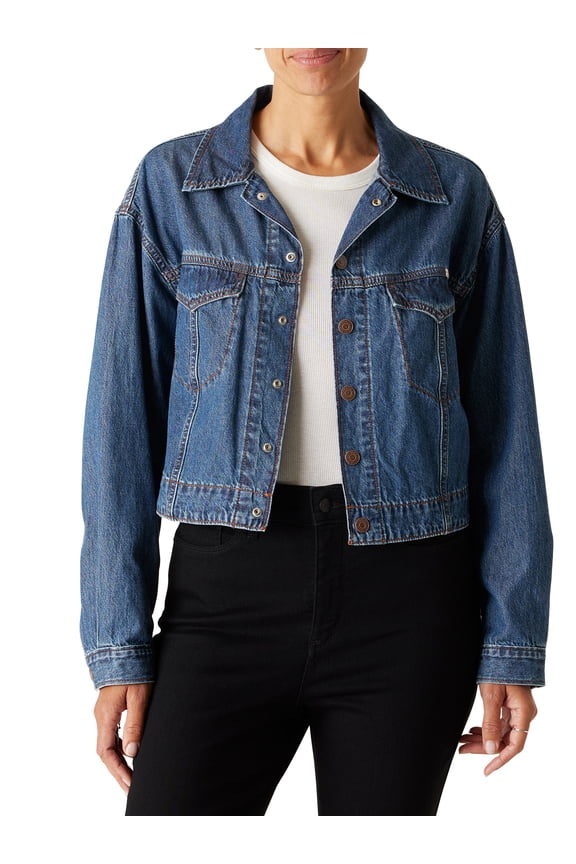 Women’s and Women’s Plus Way Out West Vintage Easy Trucker Denim Jacket, Sizes XS-4X
