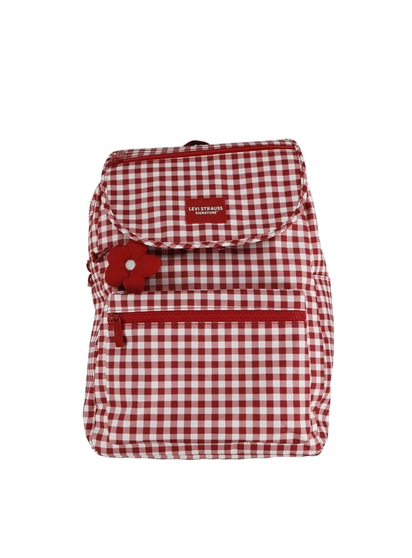 17" Women's Adult Gingham Top Loader Backpack, Chili Pepper