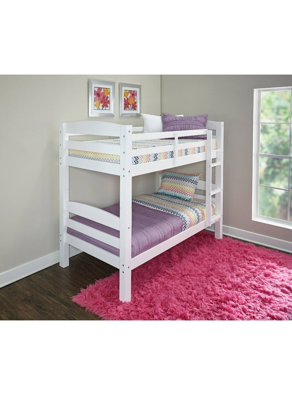 Levi Twin Over Twin Bunk Bed with Built-In Ladder, White
