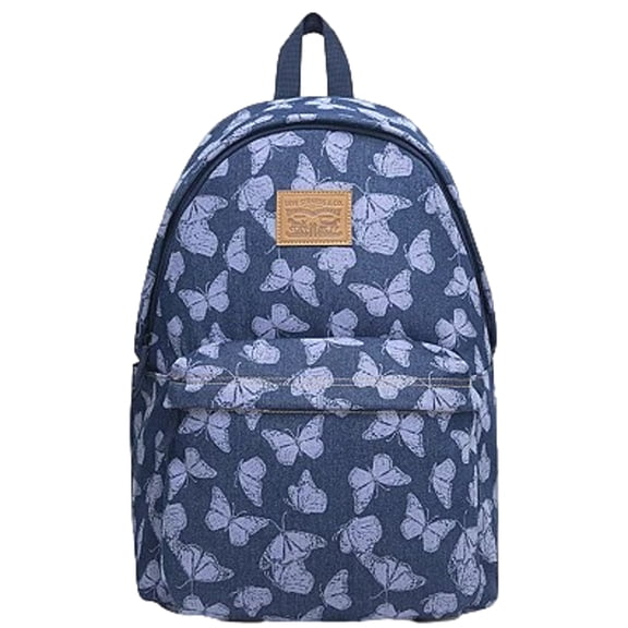 Levi's 17" Denim Backpack with Butterfly Pattern & Laptop Sleeve, Denim Blue