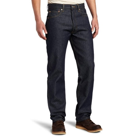 Levis Mens 501 Original Shrink-to-Fit Jeans Rigid Dark Wash - 46x32L