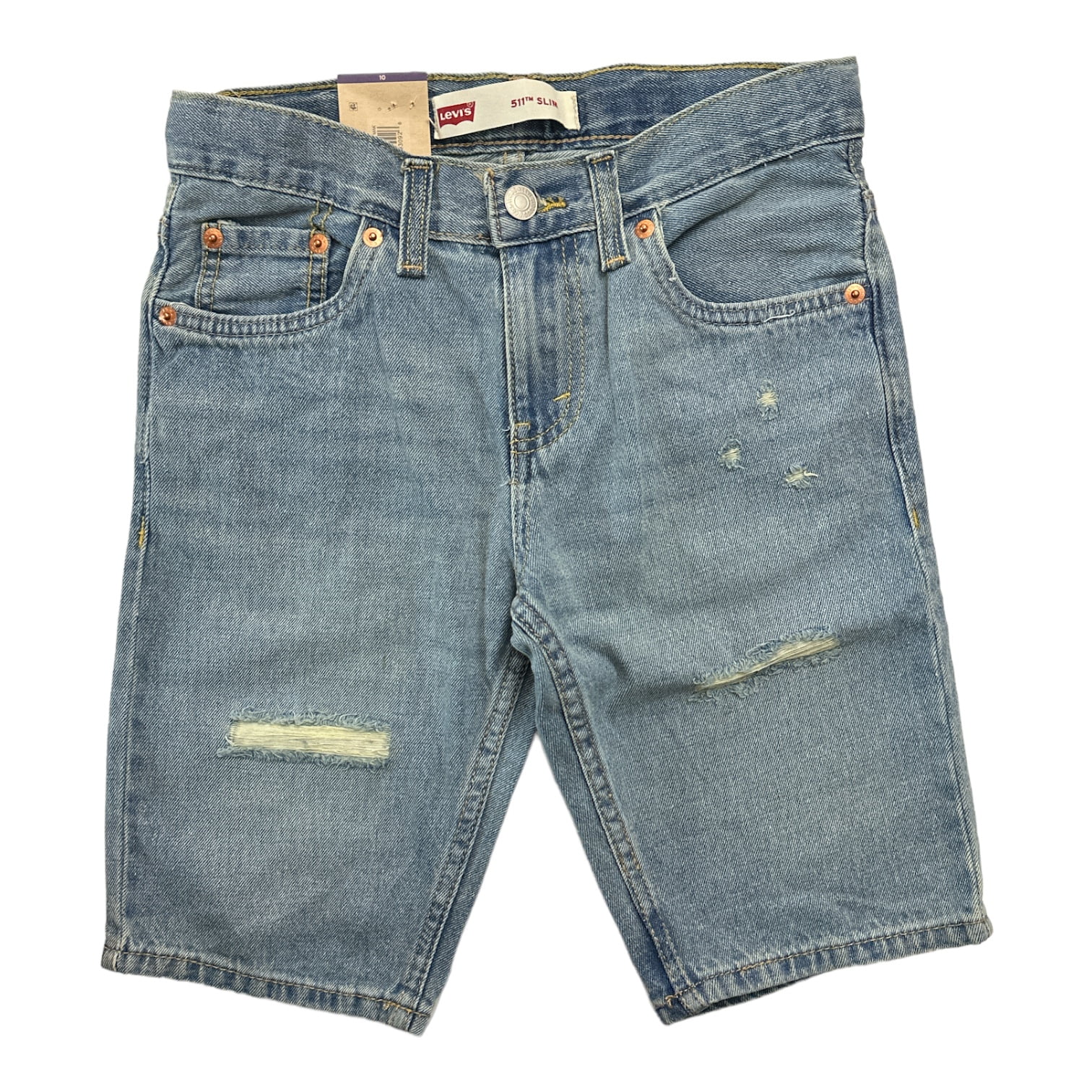 Levi's Slim Fit Distressed Denim Bermuda Shorts, Adjustable