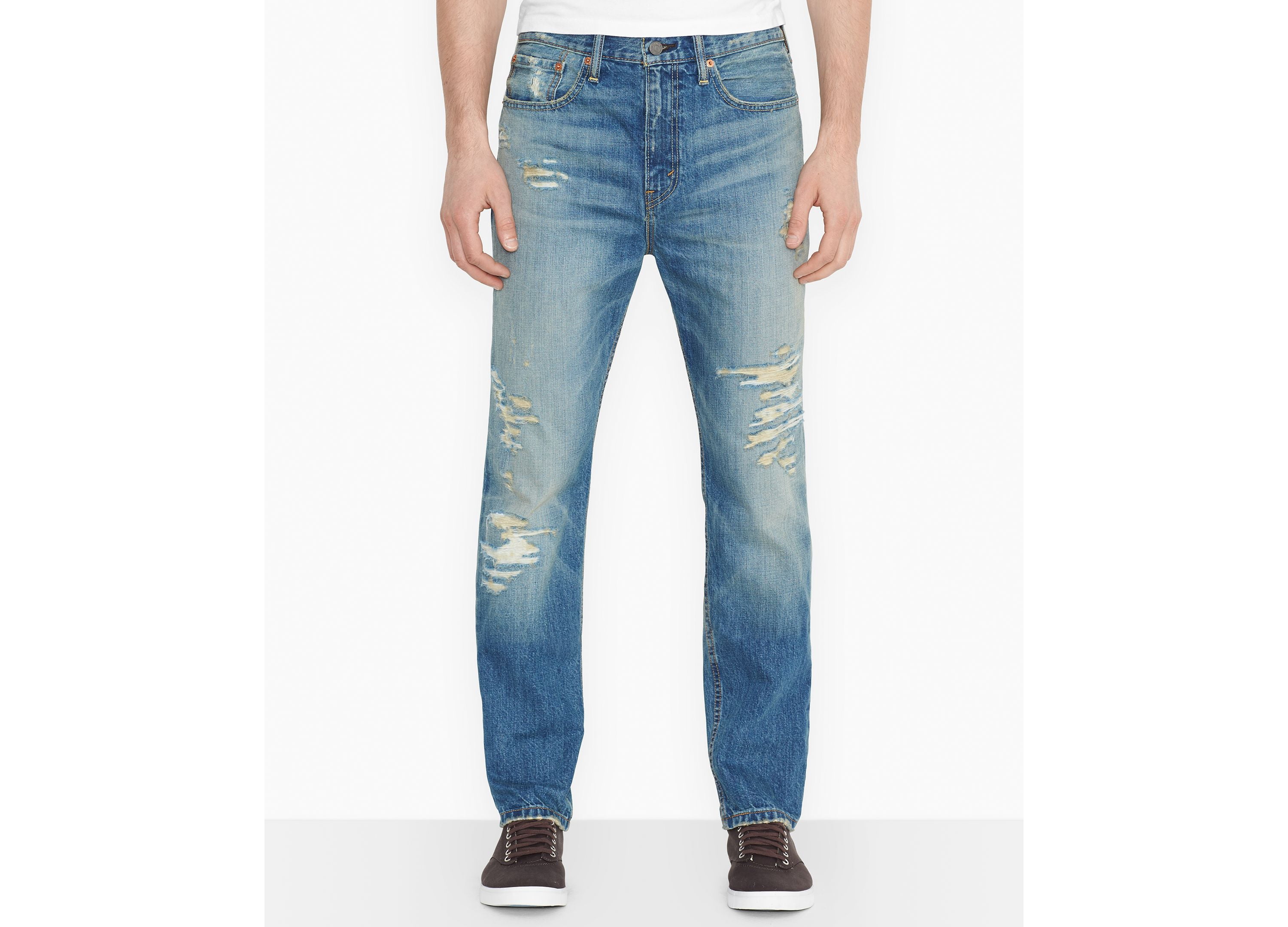Levis Mens 522 Slim Fit Tapered Ripped Toto Wash Jeans Blue Toto 29x30 Walmart