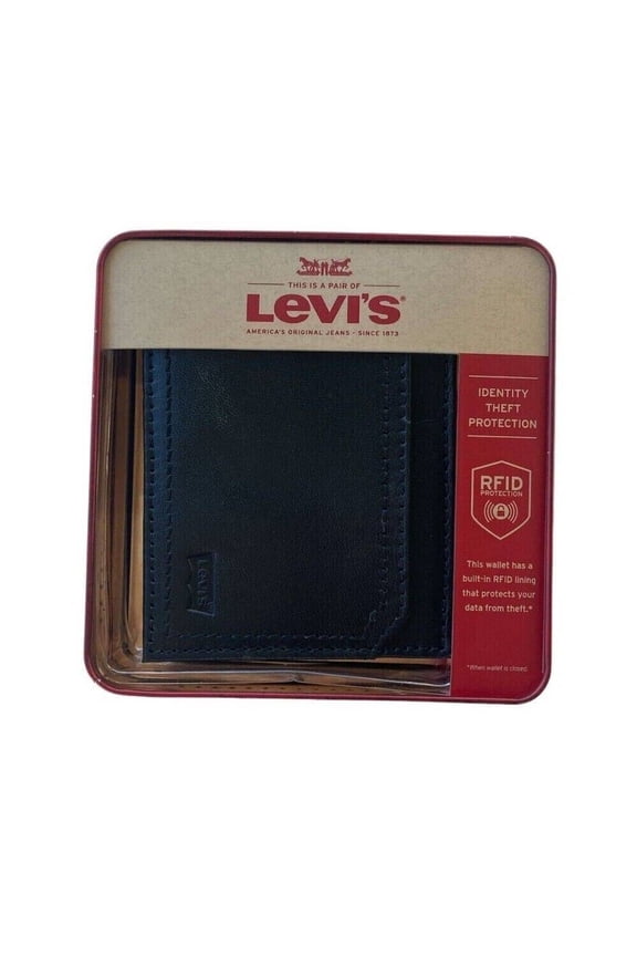 6 Slots Unisex RFID Blocking Bifold Leather Wallet, Black