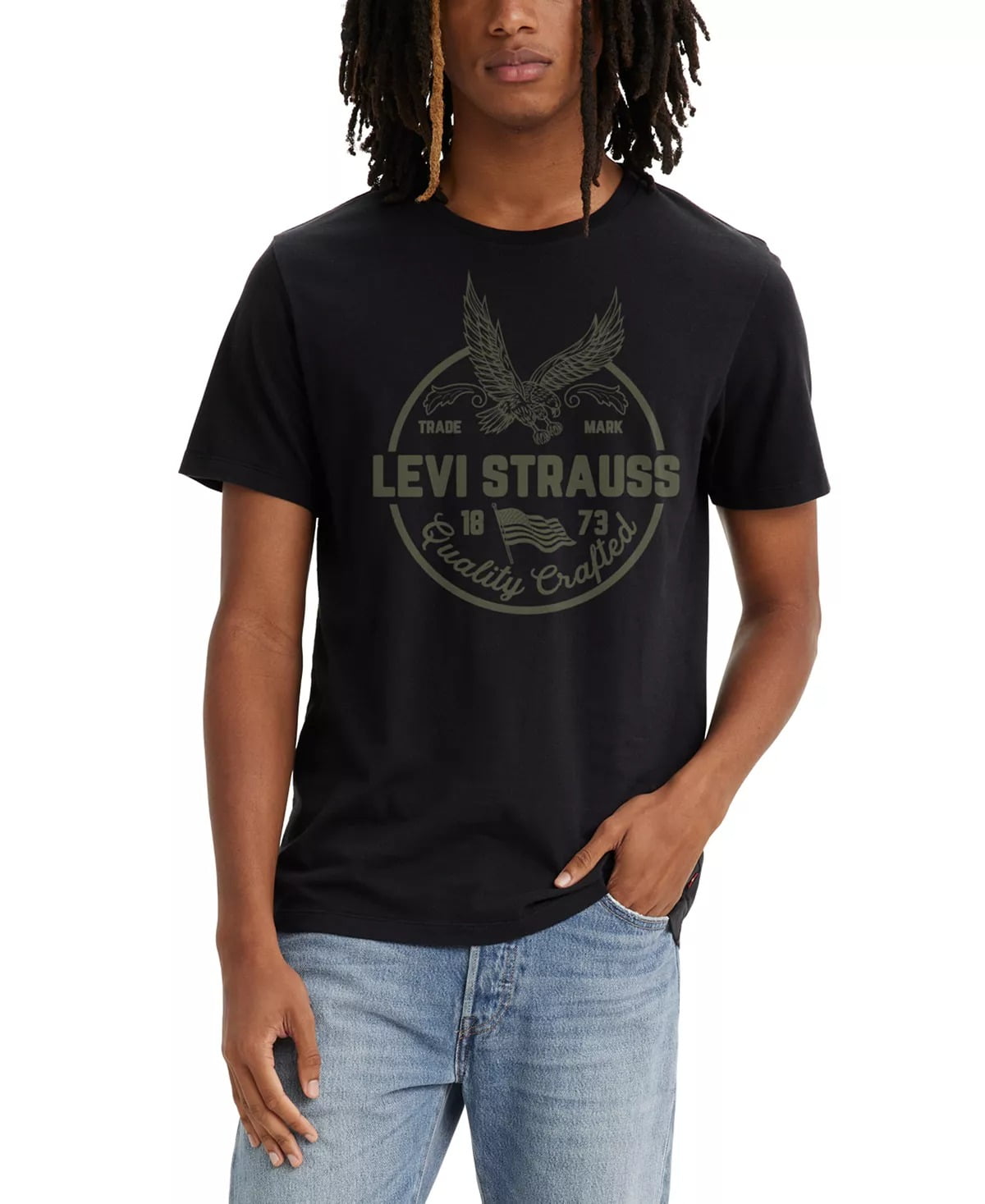 Levi's BLACK Men's American Eagle Short Sleeve T-Shirt, US 2X-Large