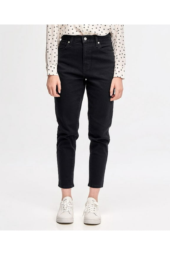 BLACK Women's High Rise Tapered Leg Mom Jeans, US 26x29