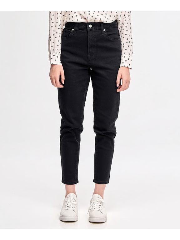 BLACK Women's High Rise Tapered Leg Mom Jeans, US 27x29