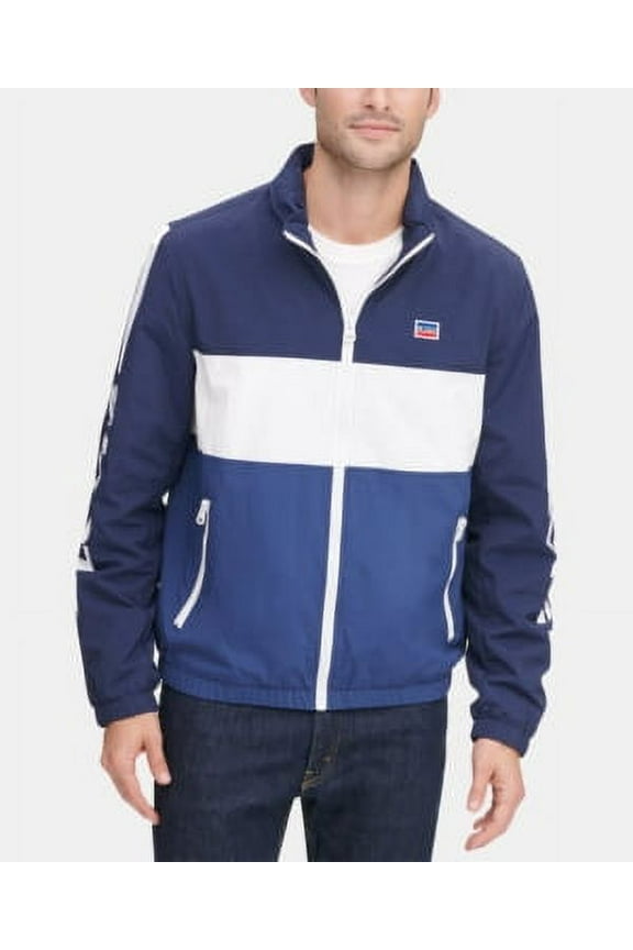 BLUE WHITE COMBO Men's Taslan Color Block Windbreaker Jacket, S