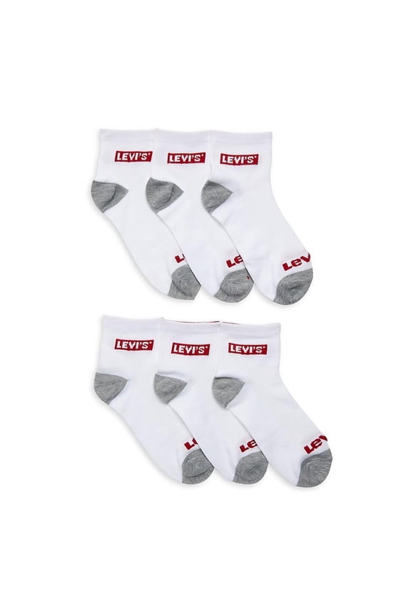 Boy's Core 6-Pack Logo Ankle Socks - White - Size 9-11