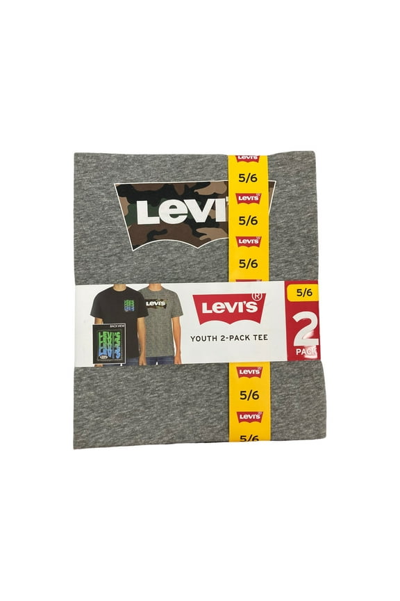 Boy's Youth 2 Pack Short Sleeve Graphic Logo T-Shirt (Black/Grey Heather, 14/16)