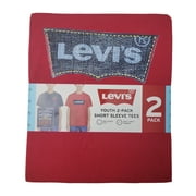 Levi's Boys 2 Pack Comfortable Ribbed Crewneck Breathable Short-Sleeve Tees (Red/Navy, M (8))