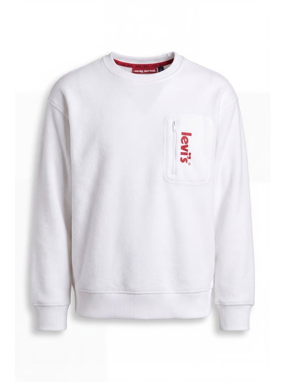 Boys' Cozy Crew Neck Sweatshirt with Integrated Self-Pocket