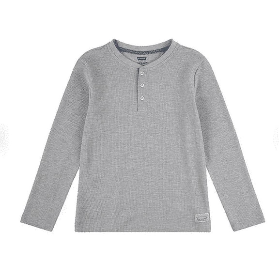 Levi's Boys Thermal Henley Long Sleeve Tee (Grey Heather, M)