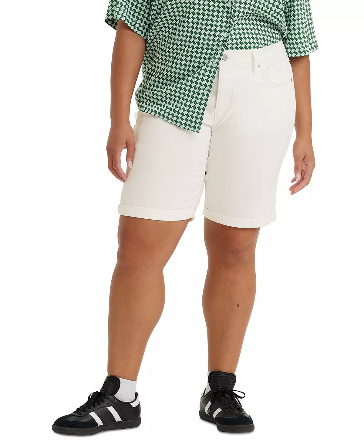 Levi's Womens Featured Casual Bermuda Shorts, White, Plus Size, 16W ...