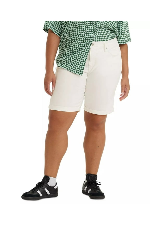 Womens Featured Casual Bermuda Shorts, White, Plus Size, 16W