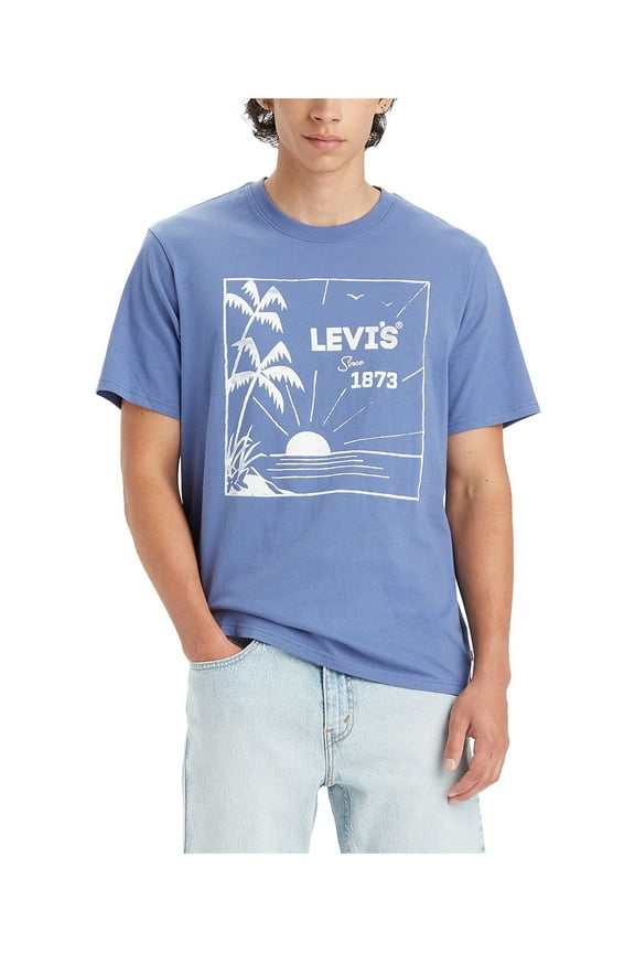 COASTAL FJORD Men's Square Palm Graphic Cotton T Shirt, US Large