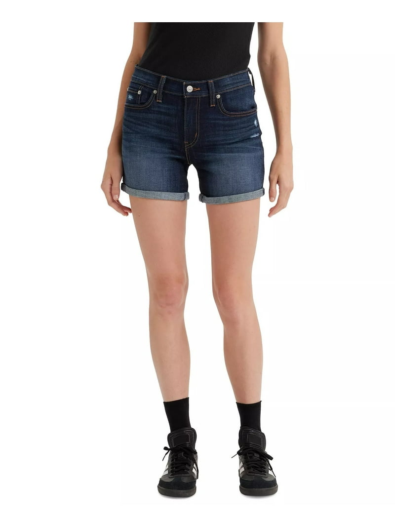 Levi's DARK INDIGO Women's Slim Fit Mid Length Denim Shorts, US 32