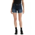 thumbnail image 1 of Levi's DARK INDIGO Women's Slim Fit Mid Length Denim Shorts, US 32, 1 of 3