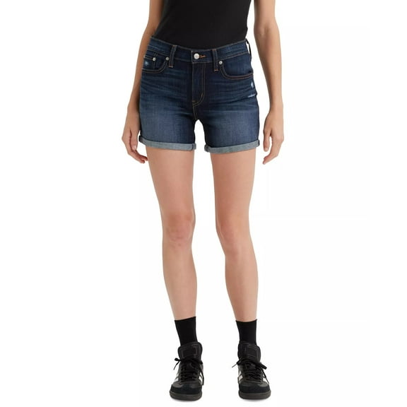 Levi's DARK INDIGO Women's Slim Fit Mid Length Denim Shorts, US 32